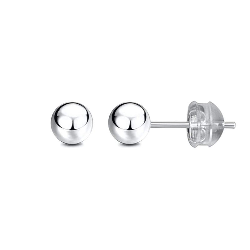 JADENOVA 925 Sterling Silver Earrings Silver Studs Ball Earrings for Women (6mm, 1 Pair) - Image 1